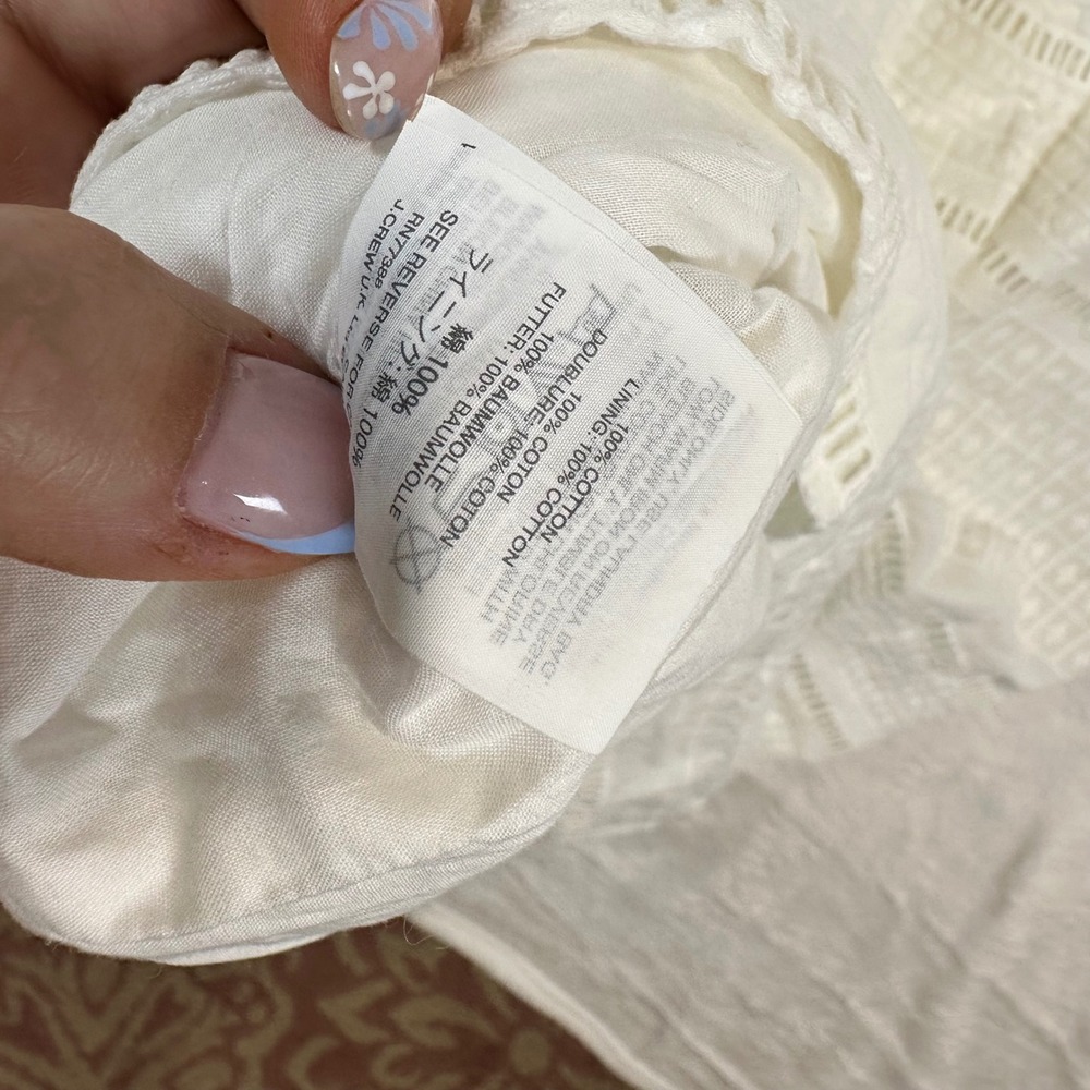 J.Crew Eyelet Shift Dress 2 White Bell Sleeve Cotton Womens - Picture 4 of 8